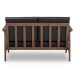 Load image into Gallery viewer, Baxton Studio Venza Mid-Century Modern Walnut Wood Black Faux Leather 2-Seater Loveseat
