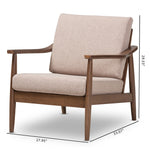 Load image into Gallery viewer, Baxton Studio Venza Mid-Century Modern Walnut Wood Light Brown Fabric Upholstered Lounge Chair
