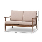 Load image into Gallery viewer, Baxton Studio Venza Mid-Century Modern Walnut Wood Light Brown Fabric Upholstered 2-Seater Loveseat
