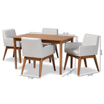 Load image into Gallery viewer, Baxton Studio Dorina Mid-Century Modern Greyish Beige Fabric Upholstered And Walnut Brown Finished Wood 5-Piece Dining Set
