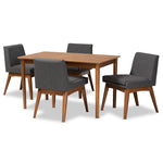 Load image into Gallery viewer, Baxton Studio Nexus Mid-Century Modern Fabric Upholstered and Finished Wood 5-Piece Dining Set
