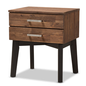 Baxton Studio Selena Mid-Century Modern Wood 2-Drawer Nightstand