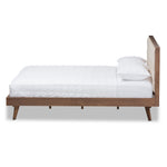 Load image into Gallery viewer, Baxton Studio Soloman Mid-Century Modern Fabric and  Finished Wood Platform Bed
