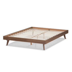 Baxton Studio Jacob Mid-Century Modern Walnut Brown Finished Solid Wood Full Size Bed Frame