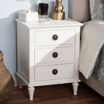 Load image into Gallery viewer, Baxton Studio Venezia French-Inspired Rustic Whitewash Wood 3-Drawer Nightstand
