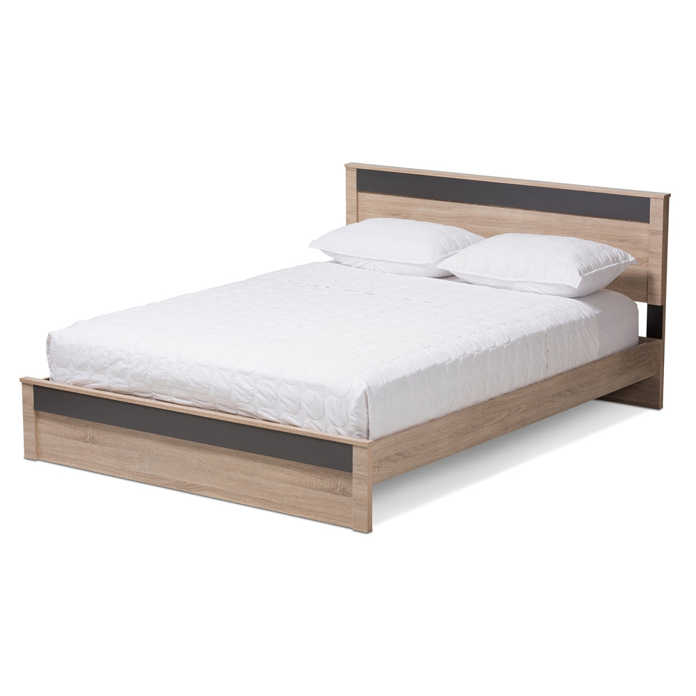 Baxton Studio Jamie Modern and Contemporary Two-Tone Wood Platform Bed - Queen Size