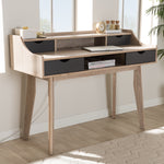 Load image into Gallery viewer, Baxton Studio Fella Mid-Century Modern 4-Drawer Oak And Grey Wood Study Desk
