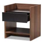 Load image into Gallery viewer, Baxton Studio Vanda Modern And Contemporary Two-Tone Walnut And Black Wood 1-Drawer Nightstand
