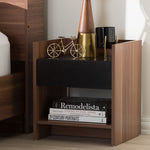 Load image into Gallery viewer, Baxton Studio Vanda Modern And Contemporary Two-Tone Walnut And Black Wood 1-Drawer Nightstand
