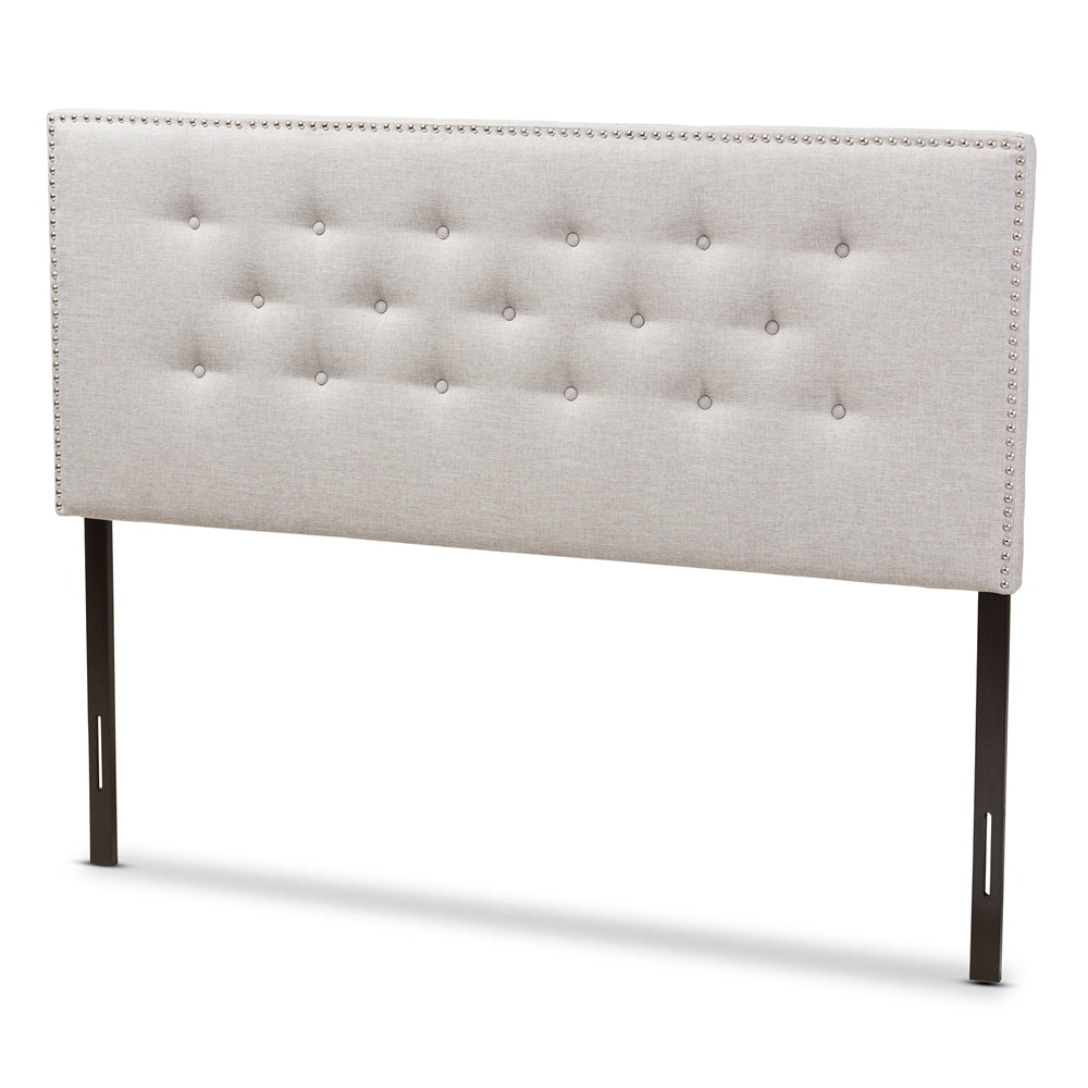 Baxton Studio Windsor Modern And Contemporary Greyish Beige Fabric Upholstered Full Size Headboard