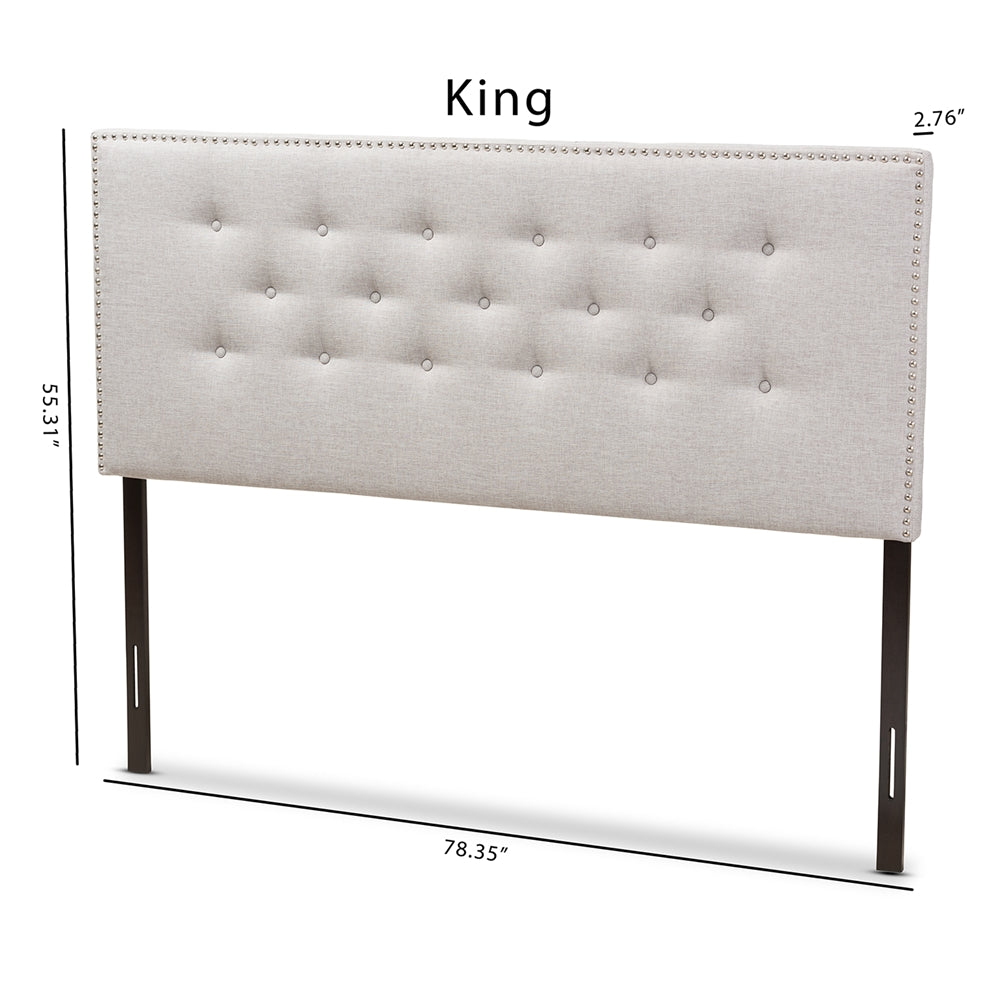 Baxton Studio Windsor Modern And Contemporary Greyish Beige Fabric Upholstered King Size Headboard