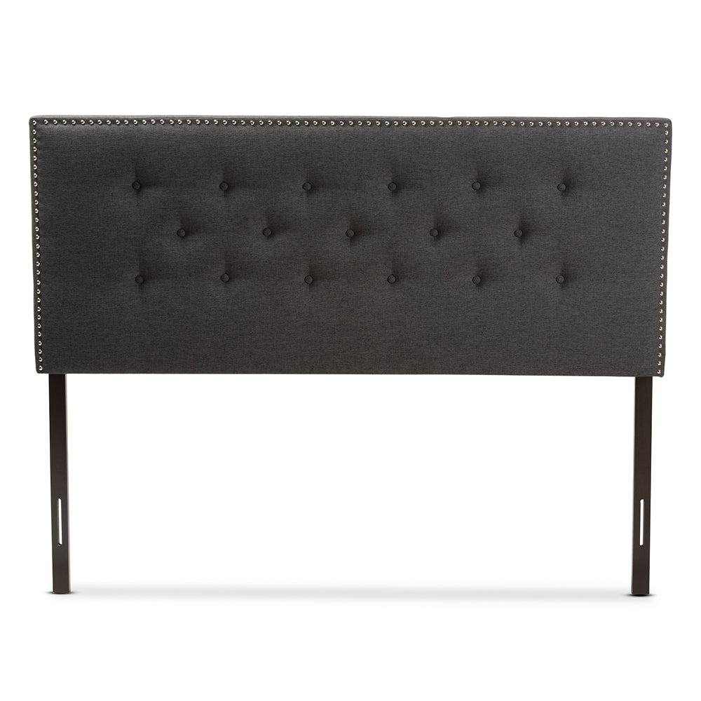 Baxton Studio Windsor Modern And Contemporary Dark Grey Fabric King Size Headboard