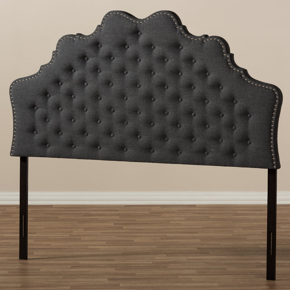 BAXTON STUDIO HILDA MODERN AND CONTEMPORARY DARK GREY FABRIC KING SIZE HEADBOARD