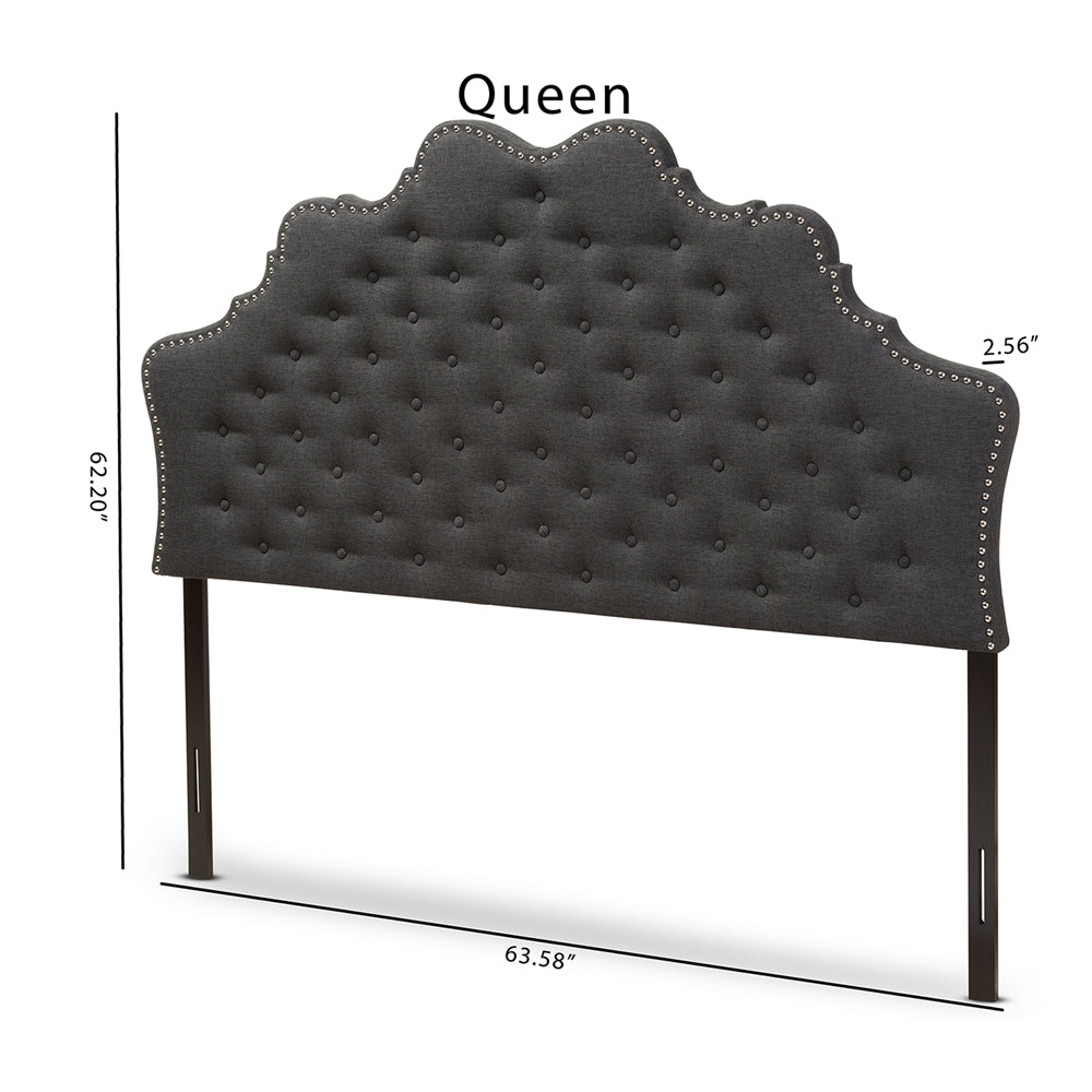 Baxton Studio Hilda Modern And Contemporary Dark Grey Fabric King Size Headboard