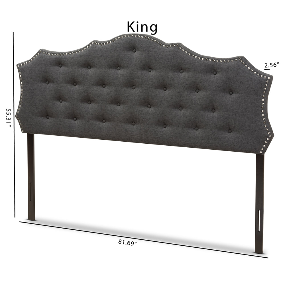 Baxton Studio Aurora Modern And Contemporary Dark Grey Fabric King Size Headboard