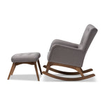 Load image into Gallery viewer, Baxton Studio Waldmann Mid-Century Modern Grey Fabric Upholstered Rocking Chair And Ottoman Set
