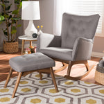 Load image into Gallery viewer, Baxton Studio Waldmann Mid-Century Modern Grey Fabric Upholstered Rocking Chair And Ottoman Set
