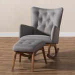 Load image into Gallery viewer, Baxton Studio Waldmann Mid-Century Modern Grey Fabric Upholstered Rocking Chair And Ottoman Set
