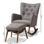 Load image into Gallery viewer, Baxton Studio Waldmann Mid-Century Modern Grey Fabric Upholstered Rocking Chair And Ottoman Set
