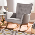 Load image into Gallery viewer, Baxton Studio Waldmann Mid-Century Modern Grey Fabric Upholstered Rocking Chair
