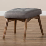 Load image into Gallery viewer, Baxton Studio Waldmann Mid-Century Modern Grey Fabric Upholstered Ottoman
