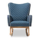 Load image into Gallery viewer, Baxton Studio Zoelle Mid-Century Modern Blue Fabric Upholstered Natural Finished Rocking Chair
