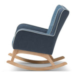 Load image into Gallery viewer, Baxton Studio Zoelle Mid-Century Modern Blue Fabric Upholstered Natural Finished Rocking Chair
