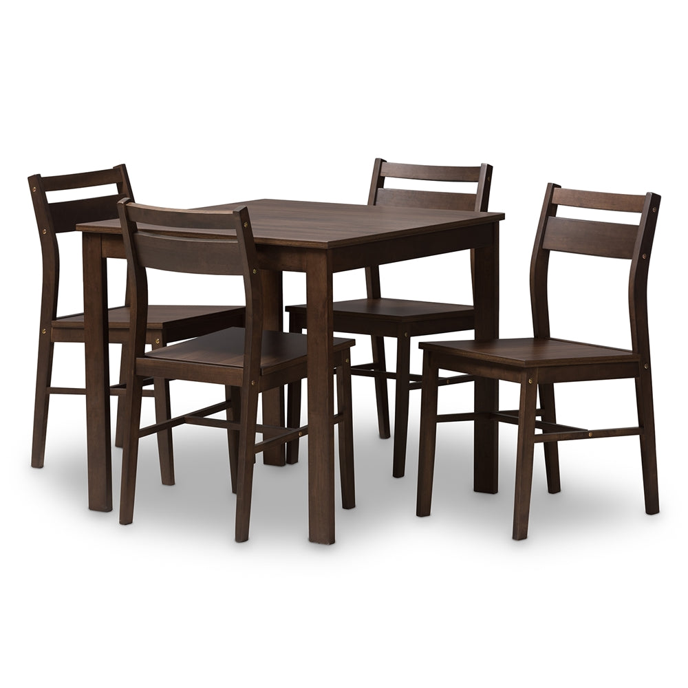 Baxton Studio Lovy Modern And Contemporary Walnut-Finished 5-Piece Dining Set