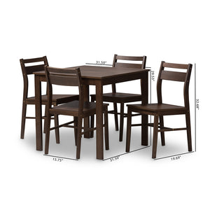 Baxton Studio Lovy Modern And Contemporary Walnut-Finished 5-Piece Dining Set