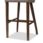 Load image into Gallery viewer, BAXTON STUDIO MELROSE MID-CENTURY MODERN LIGHT GREY FABRIC UPHOLSTERED WALNUT FINISHED WOOD BAR STOOL (SET OF 2)
