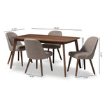 Load image into Gallery viewer, Baxton Studio Cody Mid-Century Modern Light Grey Fabric Upholstered Walnut Finished Wood 5-Piece Dining Set
