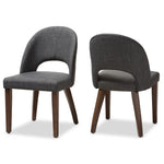 Load image into Gallery viewer, Baxton Studio Wesley Mid-Century Modern Dark Grey Fabric Upholstered Walnut Finished Wood Dining Chair (Set Of 2)
