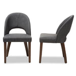 Load image into Gallery viewer, Baxton Studio Wesley Mid-Century Modern Dark Grey Fabric Upholstered Walnut Finished Wood Dining Chair (Set Of 2)
