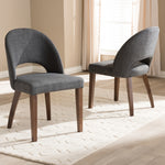 Load image into Gallery viewer, Baxton Studio Wesley Mid-Century Modern Dark Grey Fabric Upholstered Walnut Finished Wood Dining Chair (Set Of 2)
