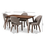 Load image into Gallery viewer, Baxton Studio Wesley Mid-Century Modern Light Grey Fabric Upholstered Walnut Finished Wood 5-Piece Dining Set
