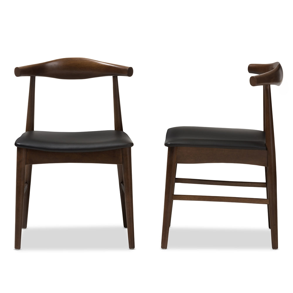 Baxton Studio Winton Mid-Century Modern Walnut Wood Dining Chair Set Of 2