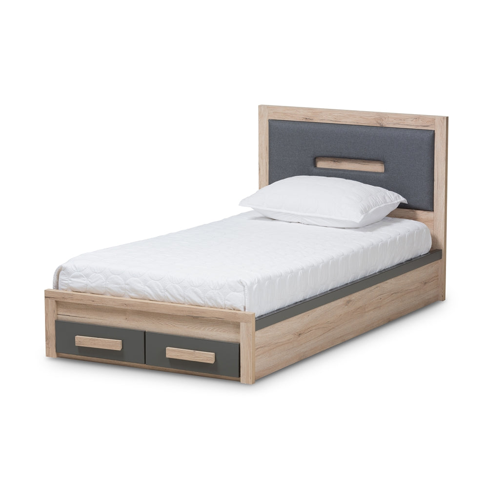 Baxton Studio Pandora Modern and Contemporary Two-Tone 2-Drawer Storage Platform Bed - Twin Size