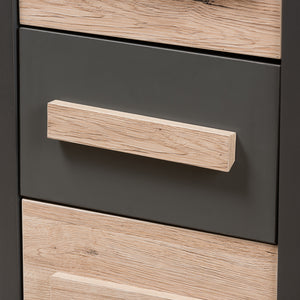 Baxton Studio Pandora Modern And Contemporary Dark Grey And Light Brown Two-Tone 4-Drawer Storage Cabinet