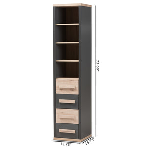 Baxton Studio Pandora Modern And Contemporary Dark Grey And Light Brown Two-Tone 4-Drawer Storage Cabinet