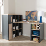 Load image into Gallery viewer, Baxton Studio Pandora Modern And Contemporary Dark Grey And Light Brown Two-Tone Study Desk With Built-In Shelving Unit
