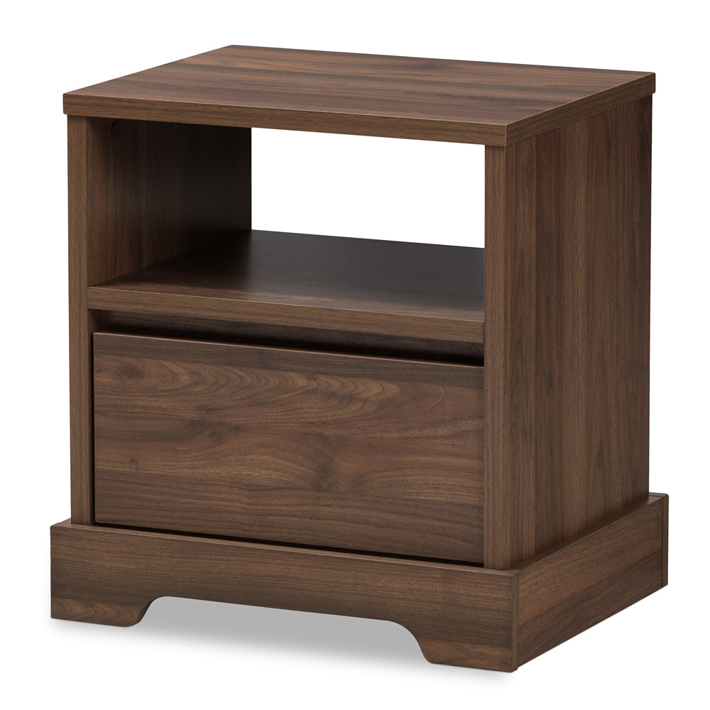 Baxton Studio Burnwood Modern and Contemporary Finished Wood 1-Drawer Nightstand