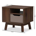 Load image into Gallery viewer, Baxton Studio Britta Mid-Century Modern Walnut Brown And Grey Two-Tone Finished Wood Nightstand
