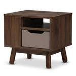 Load image into Gallery viewer, Baxton Studio Britta Mid-Century Modern Walnut Brown And Grey Two-Tone Finished Wood Nightstand
