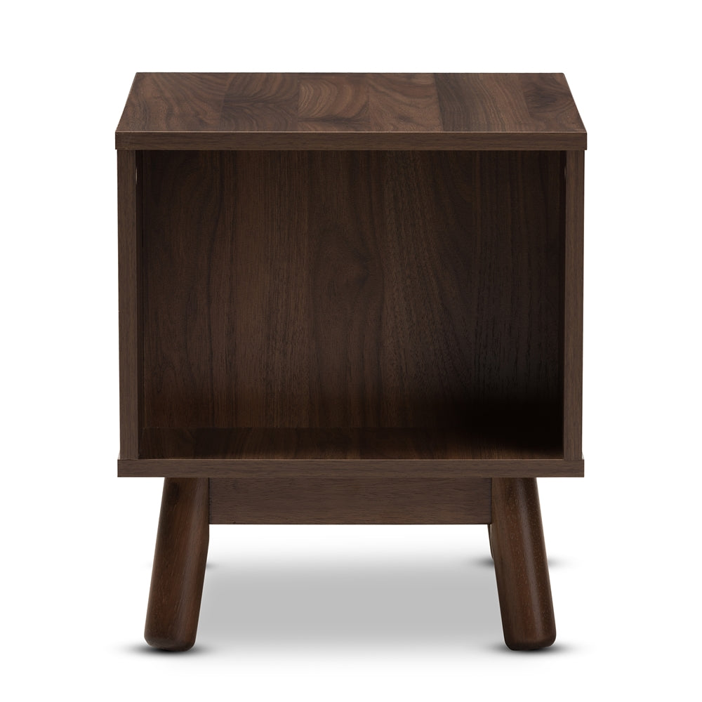 Baxton Studio Britta Mid-Century Modern Walnut Brown And Grey Two-Tone Finished Wood Nightstand