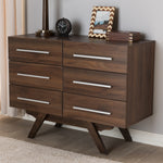 Load image into Gallery viewer, Baxton Studio Auburn Mid-Century Modern Walnut Brown Finished Wood 6-Drawer Dresser
