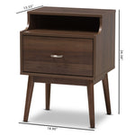 Load image into Gallery viewer, Baxton Studio Disa Mid-Century Modern Walnut Brown Finished Nightstand
