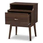 Load image into Gallery viewer, Baxton Studio Disa Mid-Century Modern Walnut Brown Finished Nightstand
