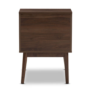 Baxton Studio Disa Mid-Century Modern Walnut Brown Finished Nightstand