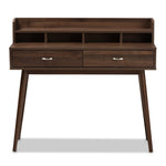 Load image into Gallery viewer, Baxton Studio Disa Mid-Century Modern Walnut Brown Finished 2-Drawer Desk
