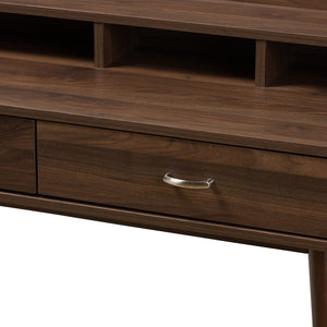 Baxton Studio Disa Mid-Century Modern Walnut Brown Finished 2-Drawer Desk